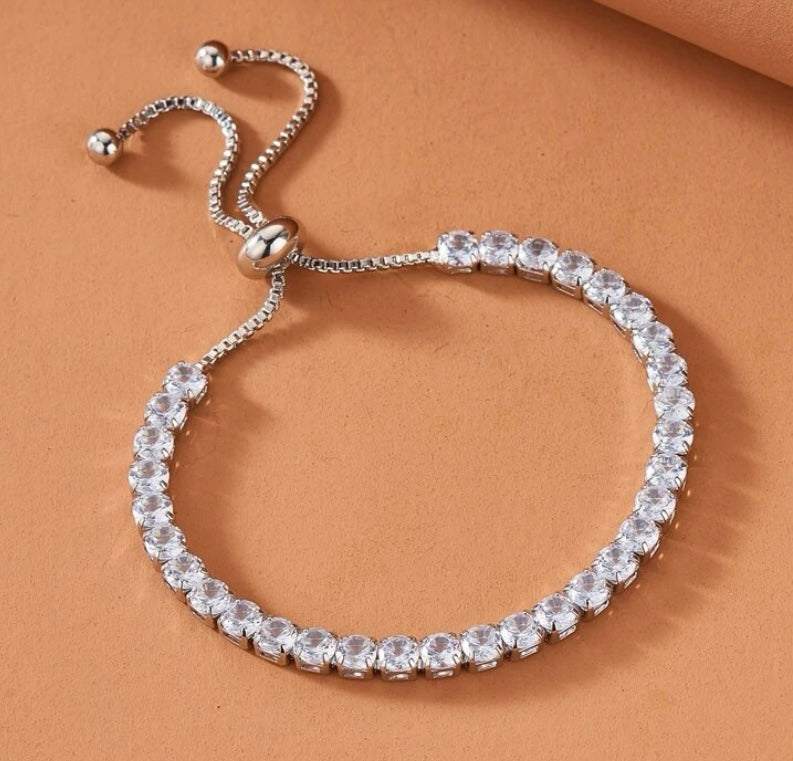 Silver Drawstring Diamond Bracelet