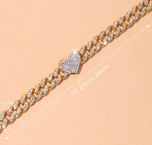 Load image into Gallery viewer, Ice Heart Cuban Link Anklet
