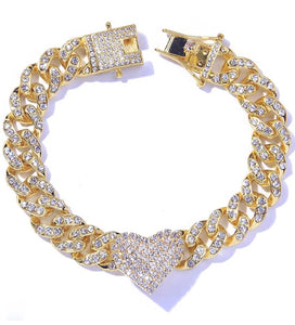 Ice Heart Cuban Link Anklet