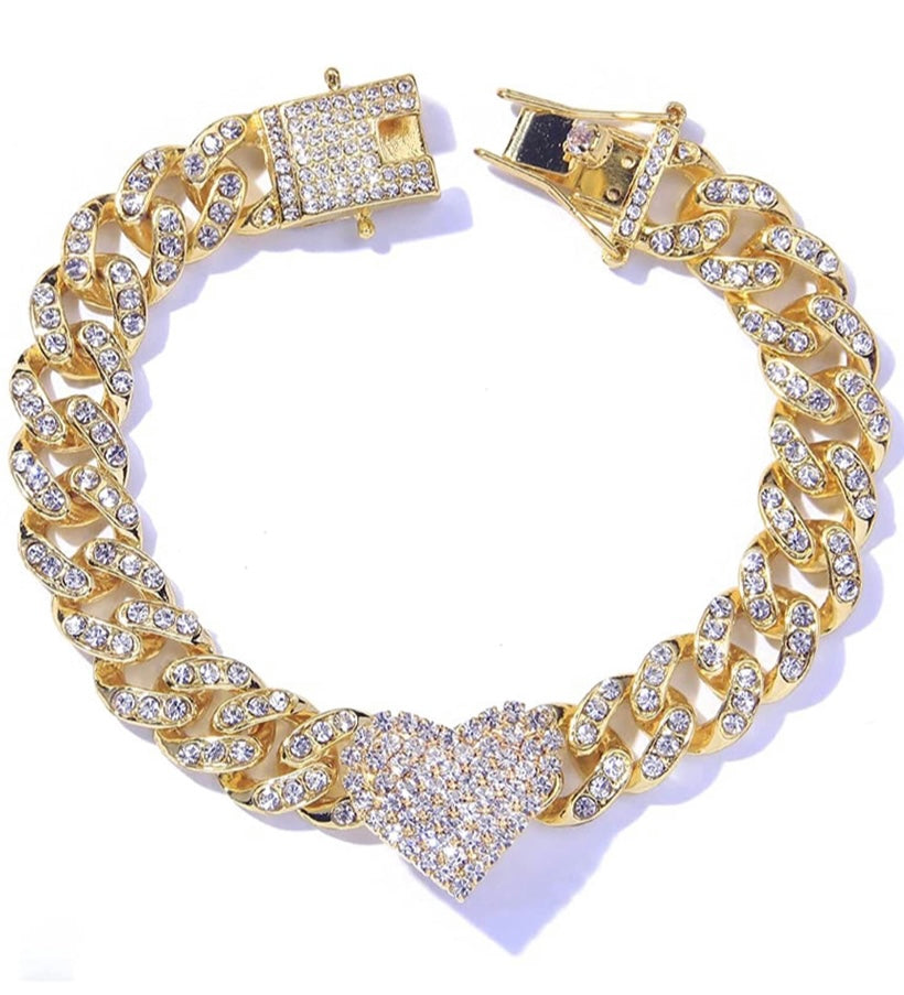 Ice Heart Cuban Link Anklet