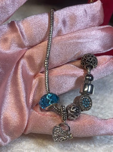 Silver Blue Charm Bracelet