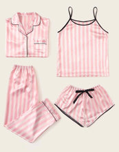 Load image into Gallery viewer, Stripe 4 PcSilk PJ Set
